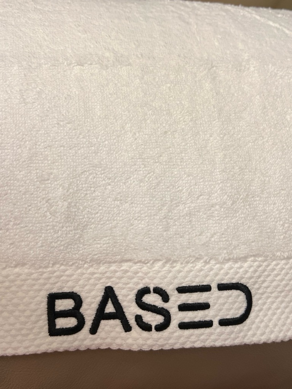 Basque White Bath Towel with Black Logo